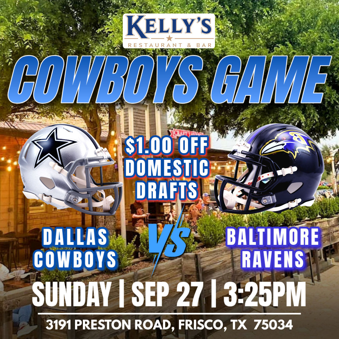 Dallas Cowboys game vs Baltimore Ravents at Kelly's Restaurant & Bar in Frisco, Texas.